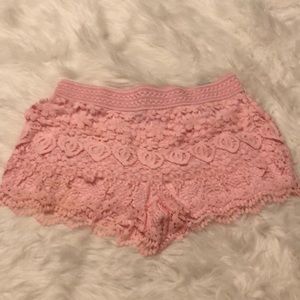 New No Boundaries Pink Layered Crochet Short sz XL
